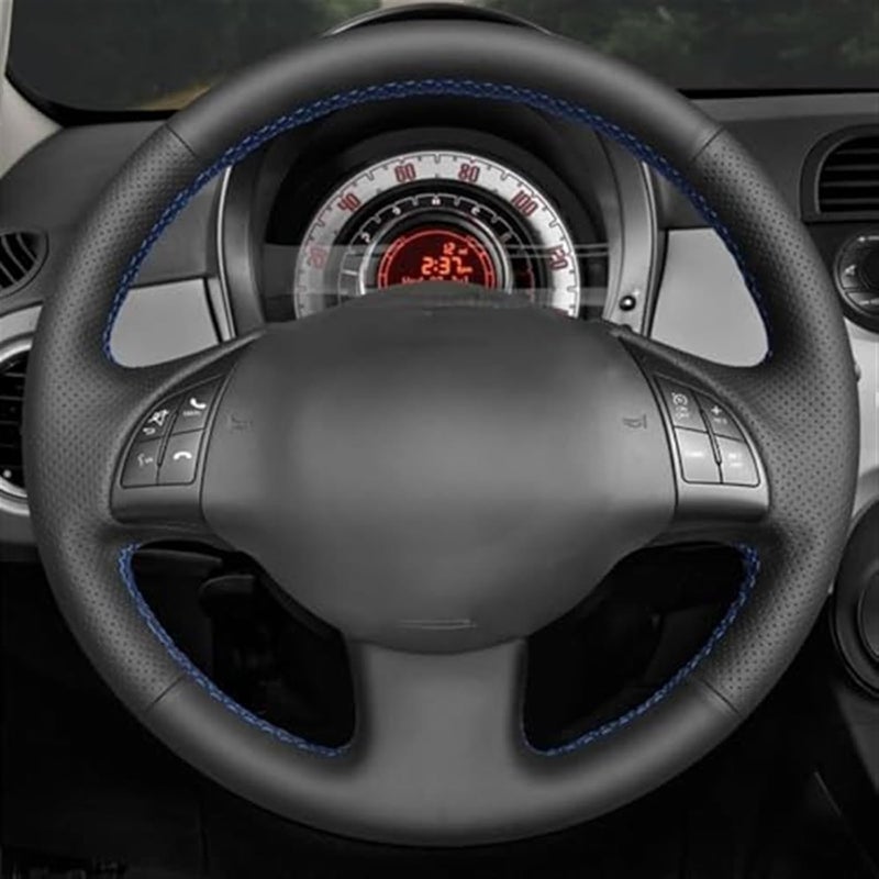 Wivplex Black Leather Steering Wheel Cover for Fiat 500 - Image 4