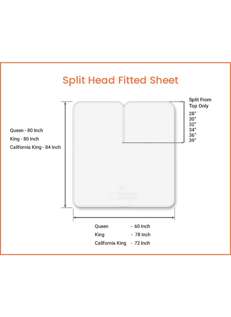 SGI bedding SGI bedding 36"" King Split Top Flex Head Sheet 100% Egyptian Cotton Sheet Set 1000 Thread Count Flex Top Sheet for Adjustable Bed 4Pc Sheet Set 18"" Deep Pocket for Sleep Number Bed - White  - Image 5