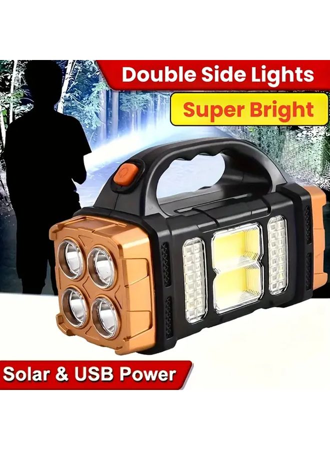 1 Pc Solar Powered Portable Camping Light USB Rechargeable Dual Light Source LED Emergency Torch With 4 Lighting Modes For Outdoor Hiking Fishing Boating Night Reading - Image 1