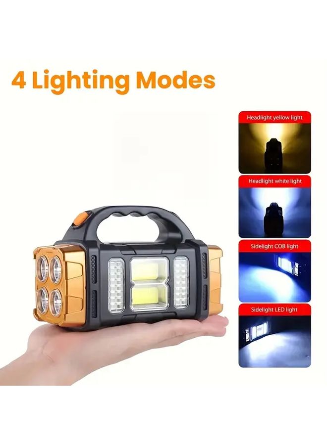 1 Pc Solar Powered Portable Camping Light USB Rechargeable Dual Light Source LED Emergency Torch With 4 Lighting Modes For Outdoor Hiking Fishing Boating Night Reading - Image 3