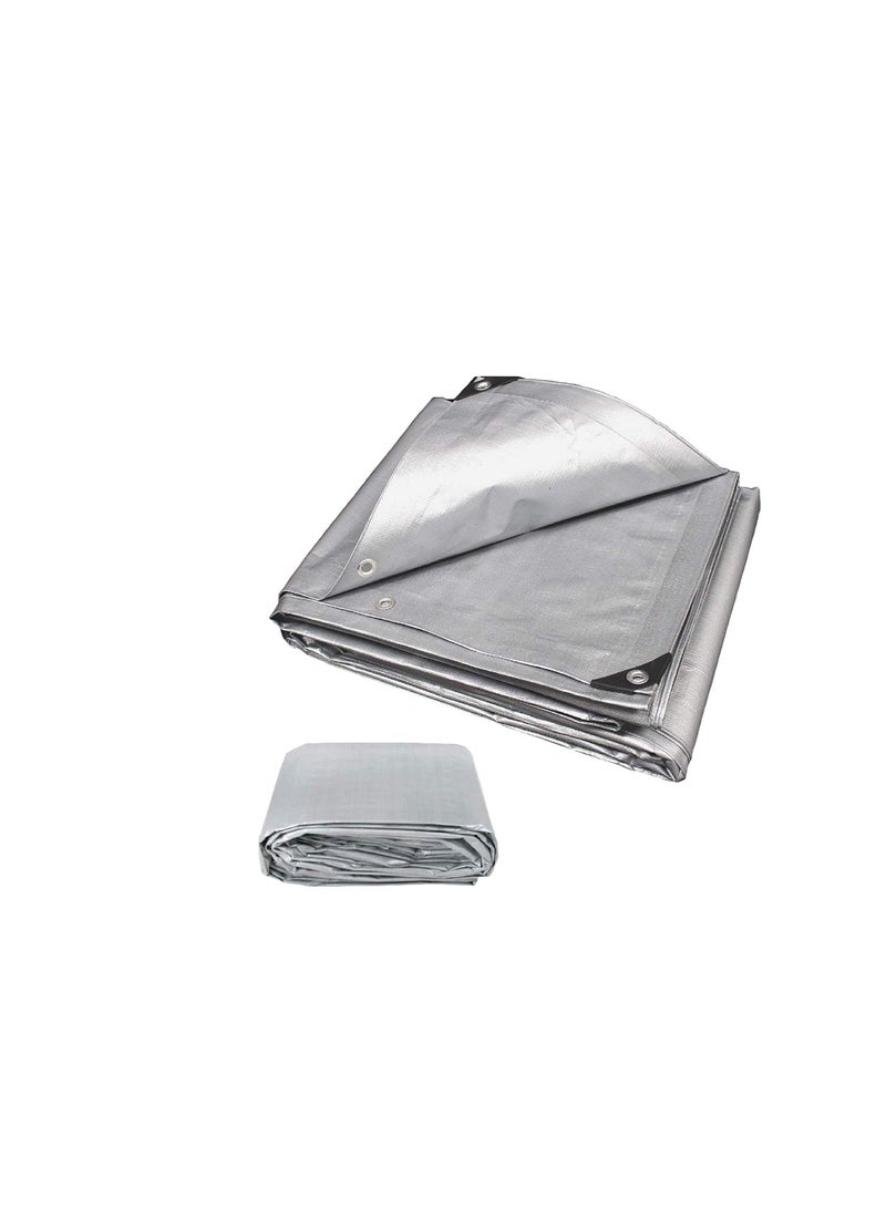 غطاء أرضي مقاوم للماء غطاء خيمة مأوى غطاء مطر مقاوم للغبار غطاء مشمع (30 × 40 ، فضي) - Image 1