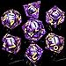 ARUOHHA DND Resin Dice Dragon Eye Dice Liquid Core Purple Sharp Edged Dice Set with Gift Box Dungeons Polyhedral D and D Dice Set Compatible with DD Role Playing Game D20 D12 D10 D8 D6 - Image 4