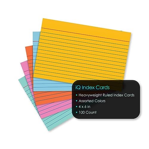 iScholar Index Cards, Assorted Colored, Ruled, 4 x 6 Inches, 100 Card Pack (04616) - Image 3