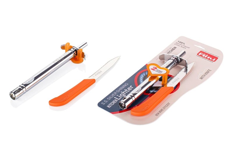 Ritu Stainless Steel Gas Lighter with Free Knife Modern Style Color May Vary