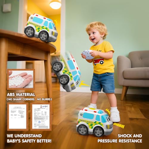 AEROQUEST Ambulance Toys for Kids 38 Year Old Remote Control Car for Toddlers 13 Durable RC Medical Transport Emergency Rescue Vehicle with Light Siren Sound Effects 24G Cartoon Cars - Image 5