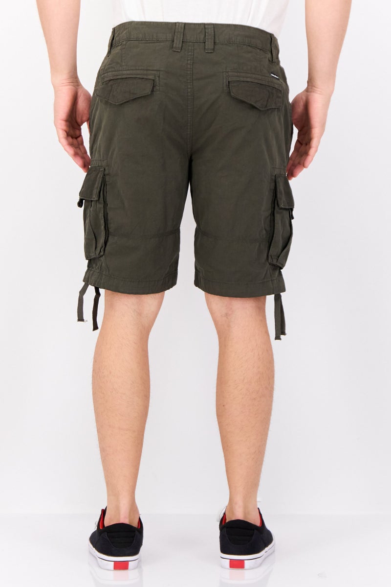 Threadbare Men Solid Cargo Shorts, Olive - Image 2