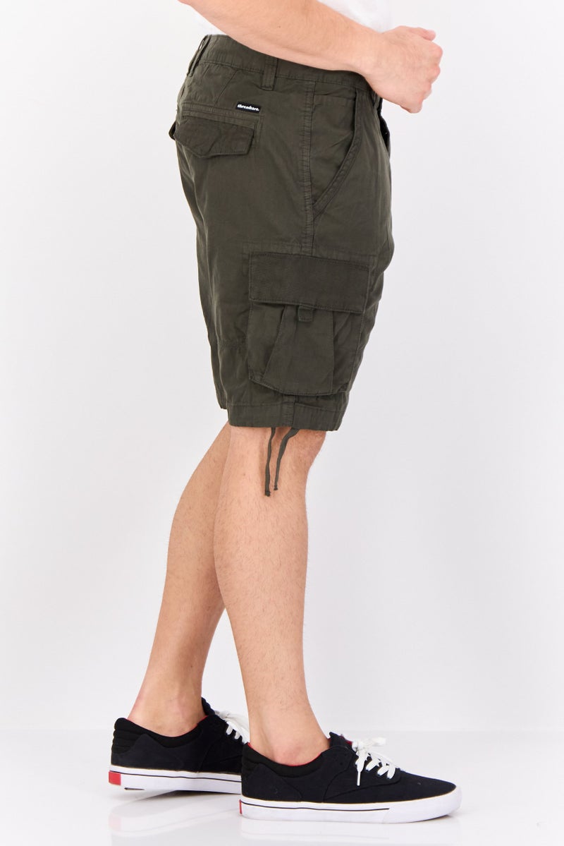 Threadbare Men Solid Cargo Shorts, Olive - Image 3