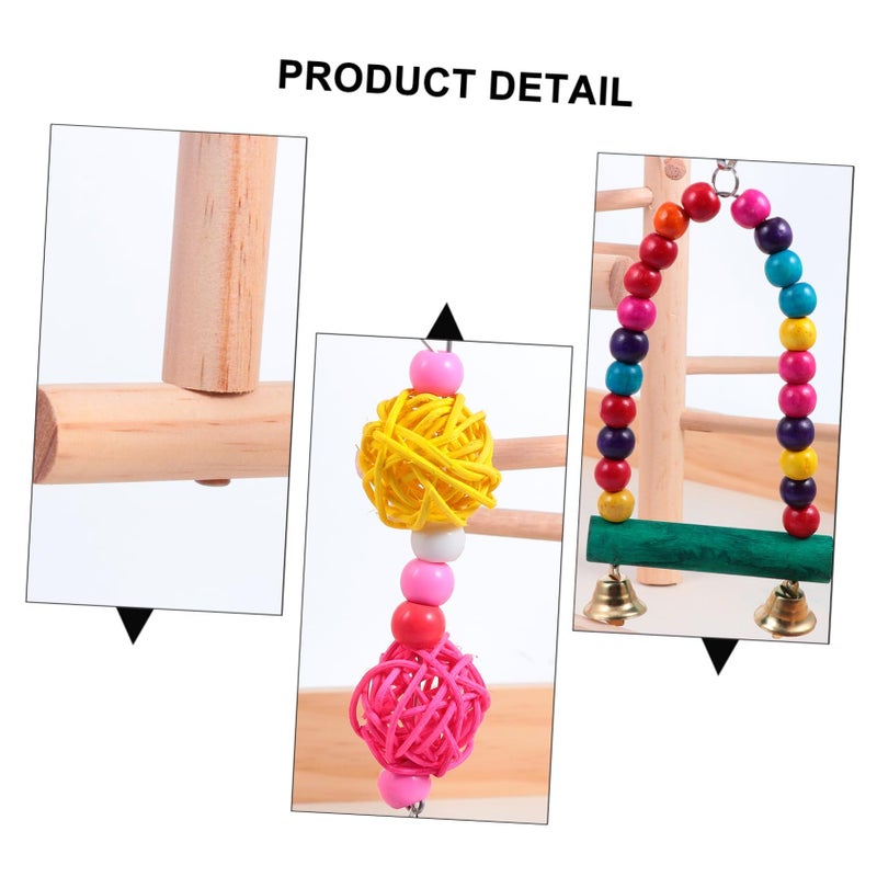 Rattan Bird Swing Toy With Wooden Perch And Bells For Parrots - Image 4