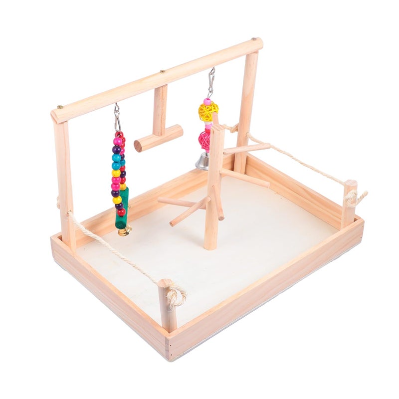 Rattan Bird Swing Toy With Wooden Perch And Bells For Parrots - Image 2