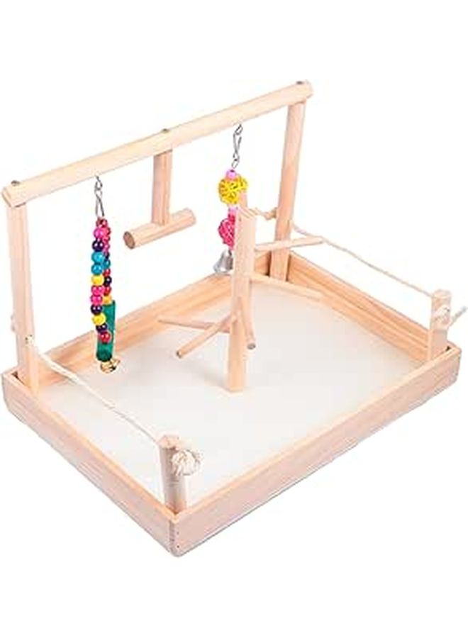 Rattan Bird Swing Toy With Wooden Perch And Bells For Parrots - Image 1