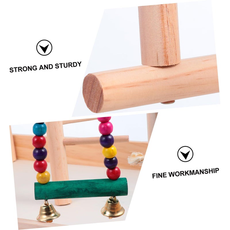 Rattan Bird Swing Toy With Wooden Perch And Bells For Parrots - Image 5
