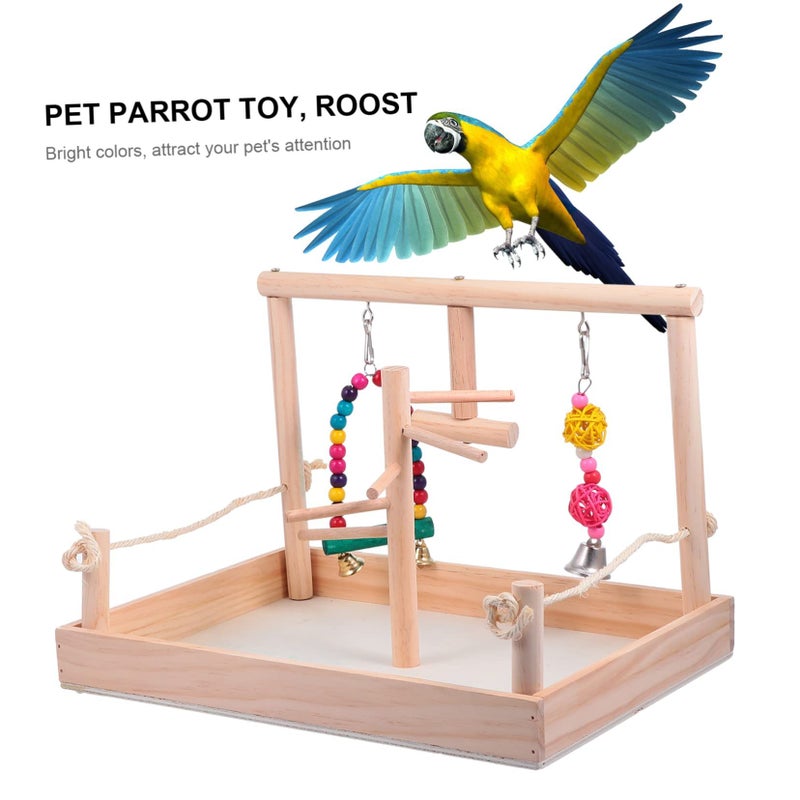 Rattan Bird Swing Toy With Wooden Perch And Bells For Parrots - Image 3