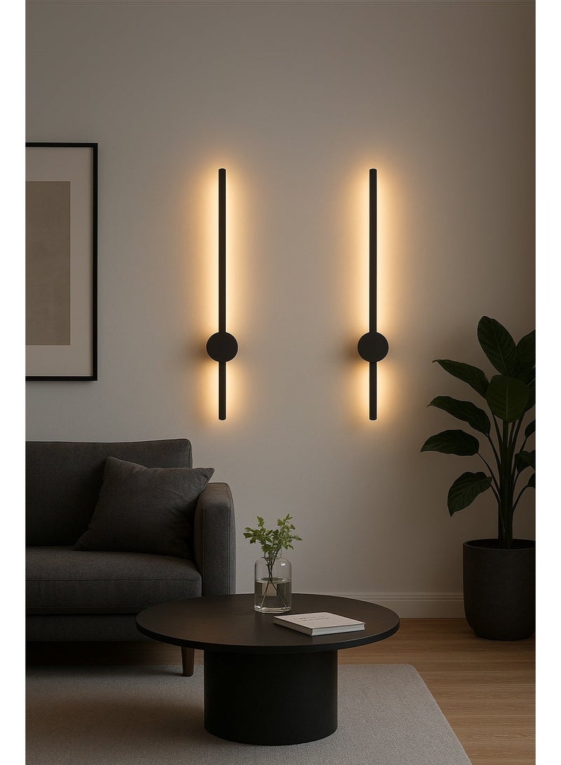 نجفة شوب طقم أبليك حائط مودرن LED (قطعتان) ،اللون اسود، للاستخدام الداخلي والخارجي، مثالي للممرات وغرف النوم - قابل لتغيير لون الاضاءة (ابيض، اصفر ،ميكس) - Image 2