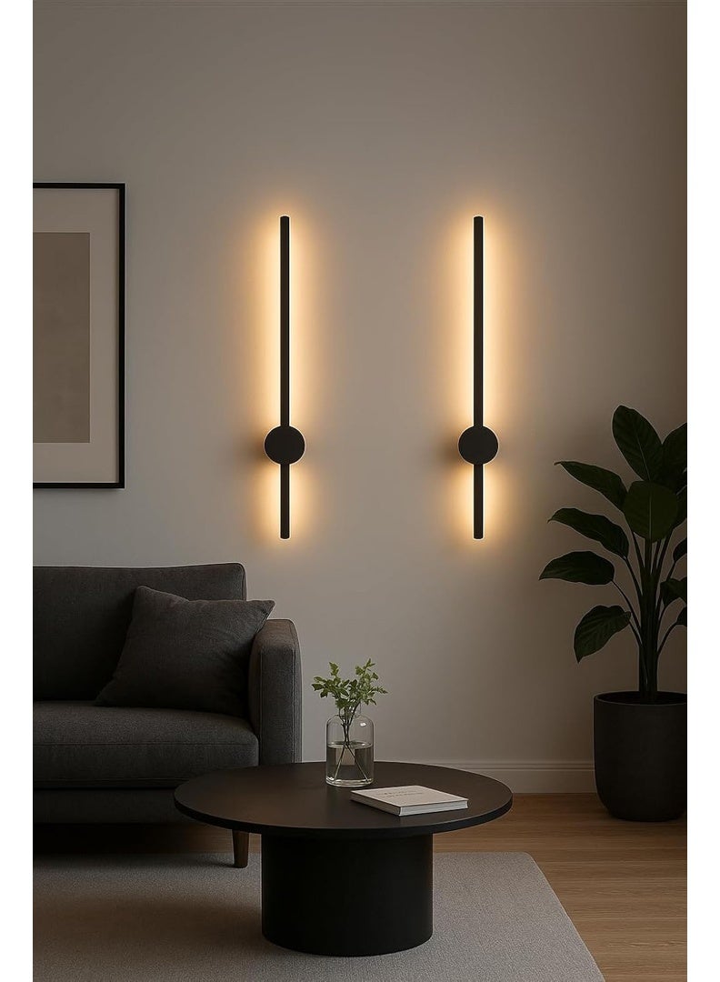 نجفة شوب طقم أبليك حائط مودرن LED (قطعتان) ،اللون اسود، للاستخدام الداخلي والخارجي، مثالي للممرات وغرف النوم - قابل لتغيير لون الاضاءة (ابيض، اصفر ،ميكس) - Image 4