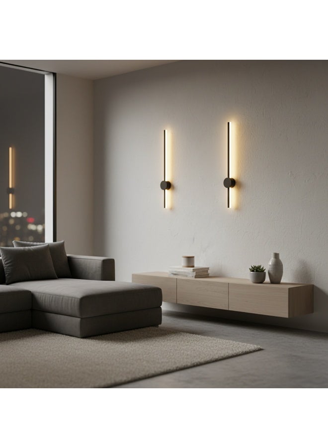 نجفة شوب طقم أبليك حائط مودرن LED (قطعتان) ،اللون اسود، للاستخدام الداخلي والخارجي، مثالي للممرات وغرف النوم - قابل لتغيير لون الاضاءة (ابيض، اصفر ،ميكس) - Image 5