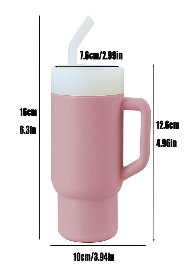 PandaEar 2 Pack Kids Tumbler Silicone Toddler Cup with Straw and Handle, 9.5oz Spill-Proof Training Cup for Baby, BPA-Free, Easy to Clean -Grey/Pink - Image 4