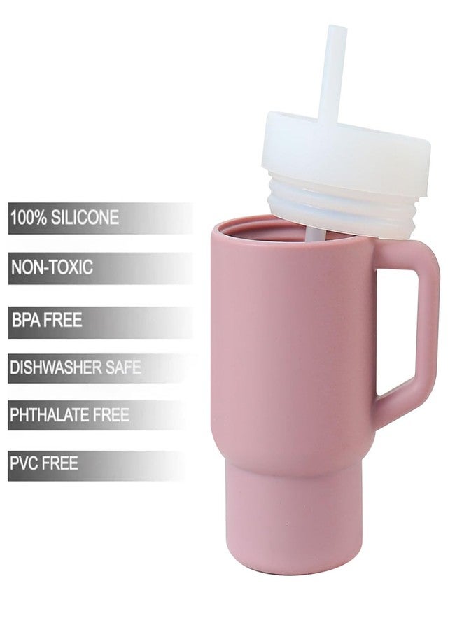 PandaEar 2 Pack Kids Tumbler Silicone Toddler Cup with Straw and Handle, 9.5oz Spill-Proof Training Cup for Baby, BPA-Free, Easy to Clean -Grey/Pink - Image 3