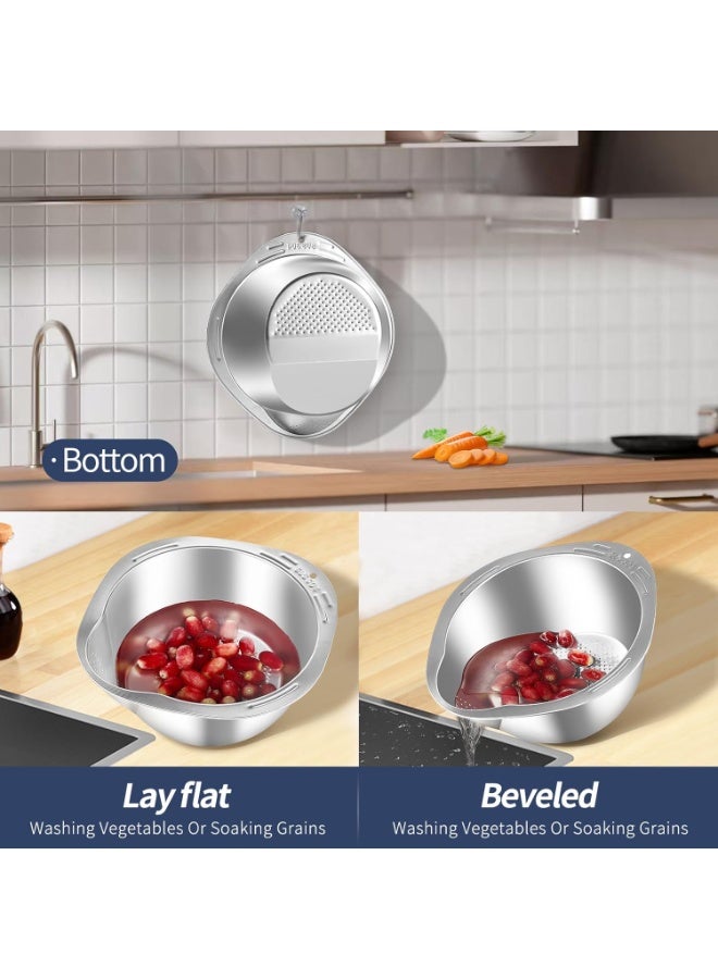 وعاء مصفاة لغسل الأرز، وعاء غسيل الكينوا، شطاف من الفولاذ المقاوم للصدأ مع مصافي جانبية، مصفاة صغيرة لتنظيف الفواكه والخضروات والفاصوليا - أداة مطبخ متعددة الاستخدامات - Image 5