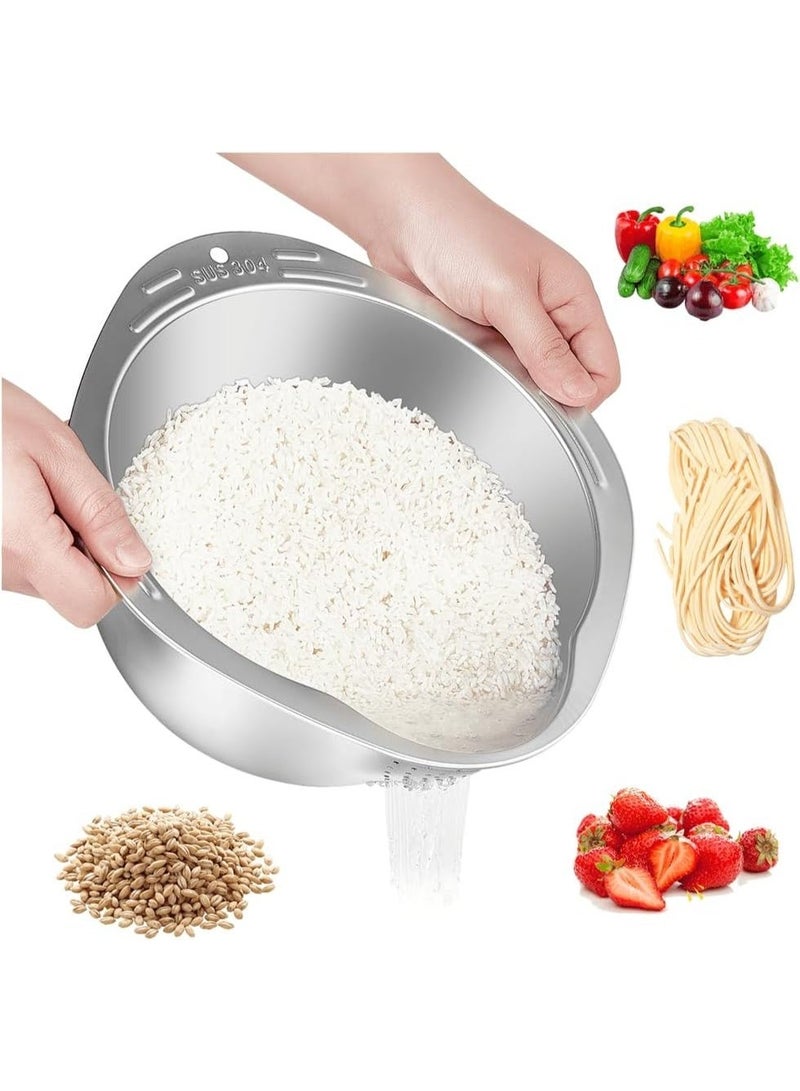 وعاء مصفاة لغسل الأرز، وعاء غسيل الكينوا، شطاف من الفولاذ المقاوم للصدأ مع مصافي جانبية، مصفاة صغيرة لتنظيف الفواكه والخضروات والفاصوليا - أداة مطبخ متعددة الاستخدامات - Image 1