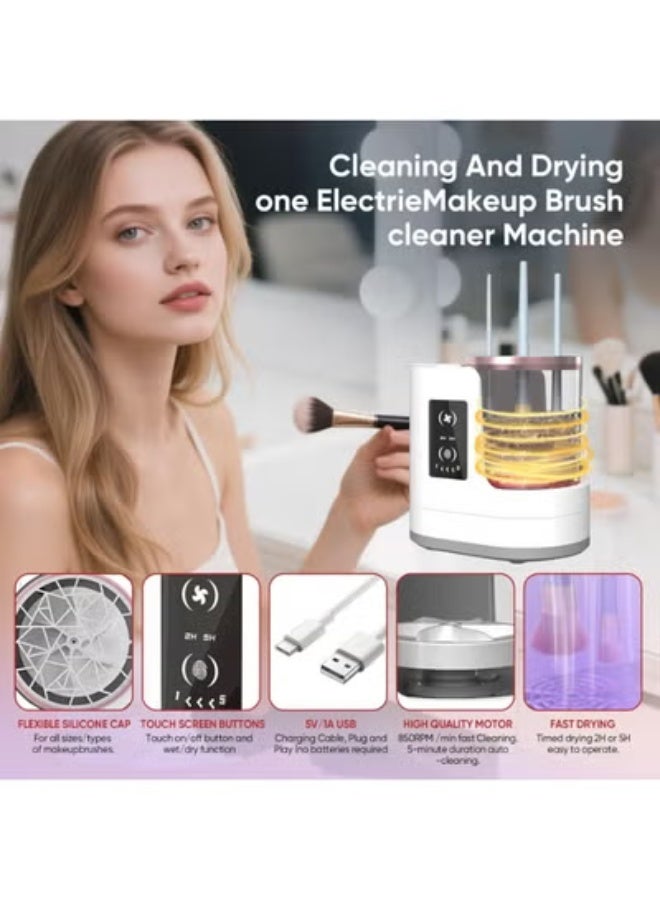 Gravity 3-in-1 Electric Makeup Brush Cleaner and Dryer – USB Rechargeable Automatic Brush Cleaning Machine – Deep Clean and Quick-Dry System for Hygienic Makeup Application – Multi-Size Brush Holder – Portable Beauty Tool for All Brush Types - Image 4