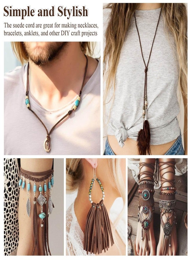 Anezus Flat Leather String Cord, Dark Brown, 2.7mm x 1.5mm x 55 Yards, Suede Ribbon for Jewelry Making, Crafts, Shoe Laces, Bracelets, Necklaces - Image 2