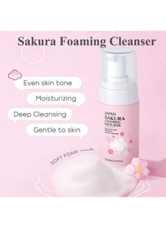 Rosarden Foam Face Wash Sakura Foaming Cleanser Foaming Face Wash For Sensitive Skin Gentle Foaming Face Cleanser For Day And Night Use Facial Cleansing Washes For Acne Dry Skin  - Image 2