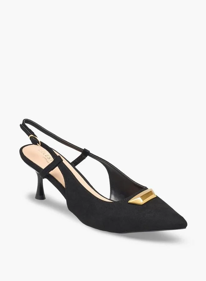 Celeste Women Pointed Toe Flared Heel Slingback Sandals