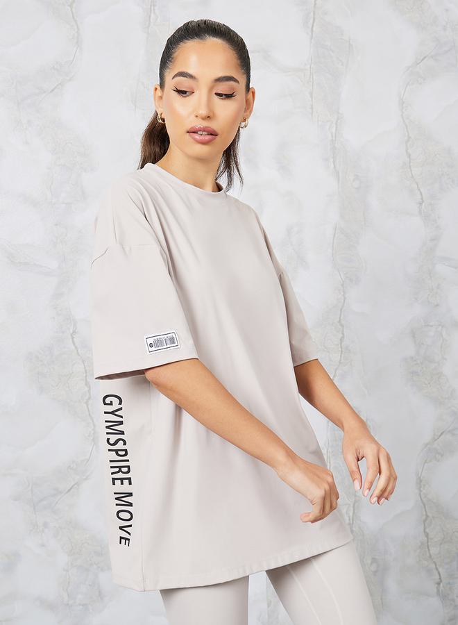 Styli Gymspire Edition - Label Side Vertical Text Loose Fit Yoga Top  - Image 1