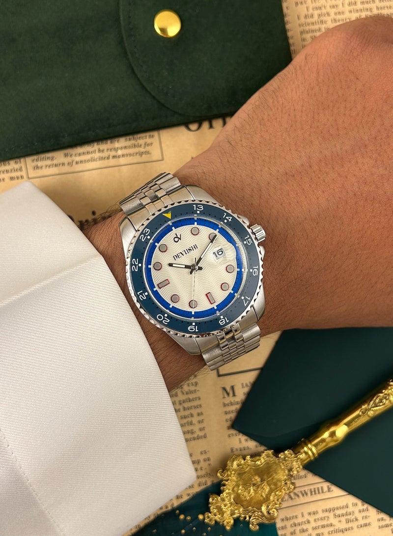 ديفوشي ساعة ديفوشي رجالية فضية كاجوال بستايل رياضي وسوار استيل - Image 1