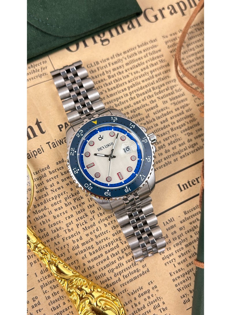 ديفوشي ساعة ديفوشي رجالية فضية كاجوال بستايل رياضي وسوار استيل - Image 3