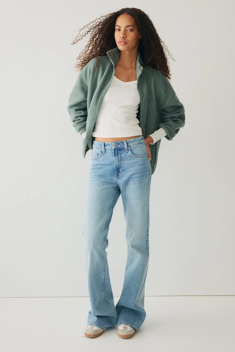 اتش اند ام سويت شيرت من نسيج تيدي بسحاب