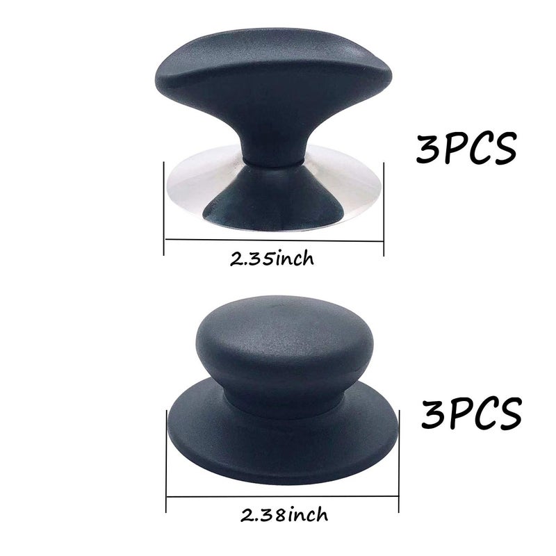 HanyHere 6 Pcs Handgrip Lid Knob Cap Universal Pan Pot Grip Lid Knob Handle 2 Style Cookware Pot Knob Pan Lid Handle Replacement - Image 2