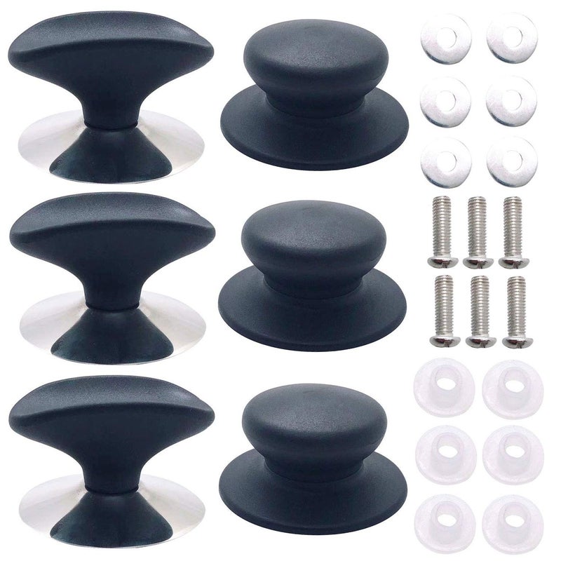 HanyHere 6 Pcs Handgrip Lid Knob Cap Universal Pan Pot Grip Lid Knob Handle 2 Style Cookware Pot Knob Pan Lid Handle Replacement - Image 1