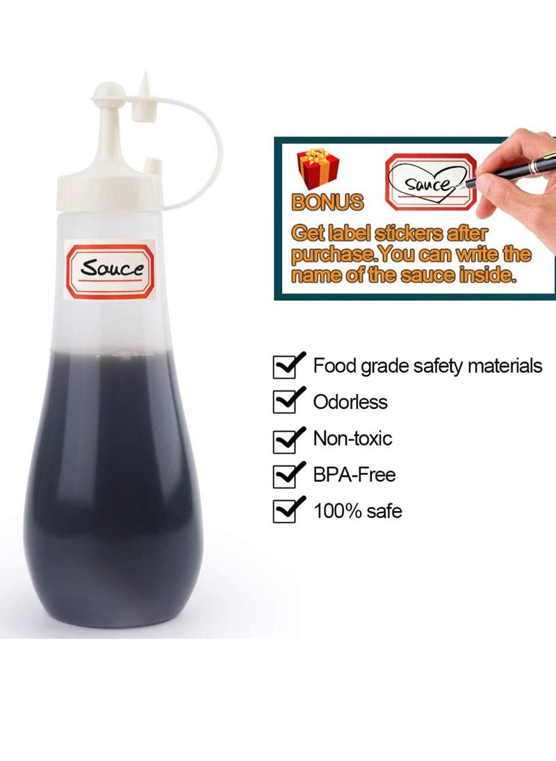 SYOSI - Condiment Squeeze Bottle Sauce Squeeze Squirt Bottle for Kitchen Plastic Syrup Salad Dressing Container Food Dispenser for Oil Ketchup Griddle Hot Sauce Catsup Pancake Art 12 OZ, Pack of 3 - Image 1