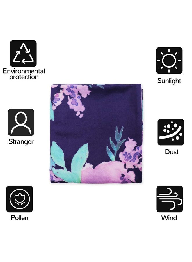 TANOFAR غطاء مقعد السيارة للفتيات، متعدد الاستخدامات - أغطية للرضاعة الطبيعية، موضوع زهور بنفسجية، مظلة مقعد السيارة، مرنة وناعمة وقابلة للتنفس - Image 2