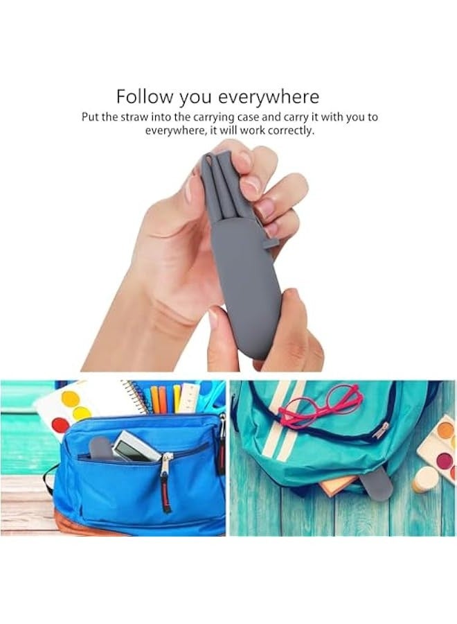 بيوينتي ماصات سيليكون قابلة لاعادة الاستخدام - عديمة الرائحة، 12 ماصة شرب قياسية، 4 اكياس حمل، 2 فرشاة تنظيف، طول 8 1/2 انش - Image 2