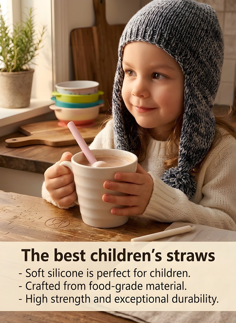 Beauenty Silicone Straws Reusable - Odorless, 12 Standard Drinking Straws, 4 Carry Pouch, 2 Cleaning Brushes, 8 1/2 Long - Image 3