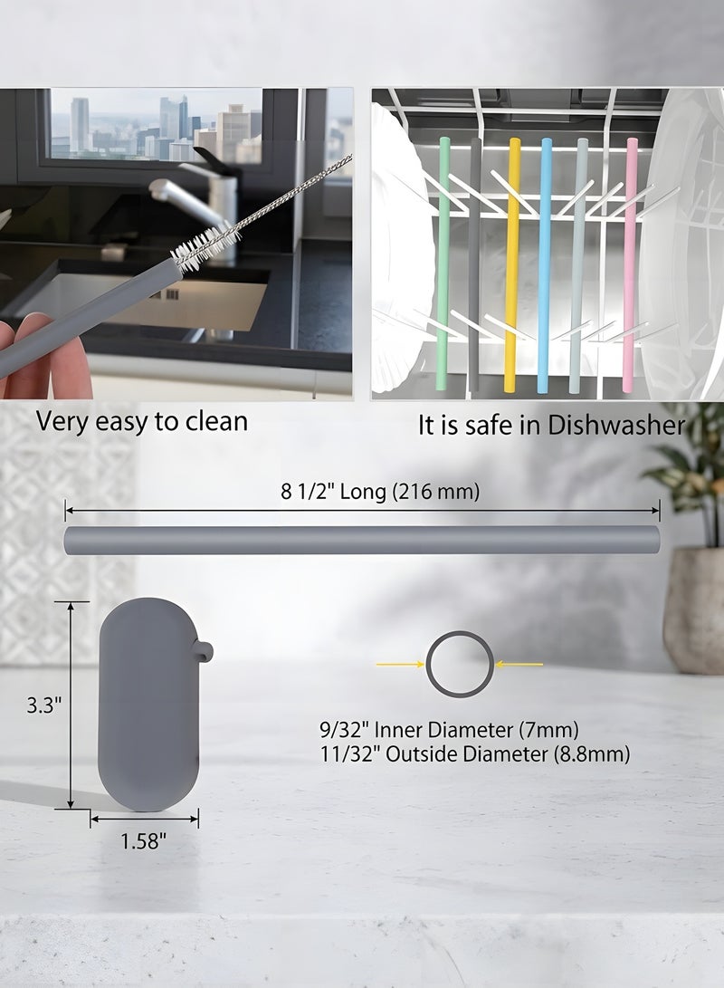 Beauenty Silicone Straws Reusable - Odorless, 12 Standard Drinking Straws, 4 Carry Pouch, 2 Cleaning Brushes, 8 1/2 Long - Image 4