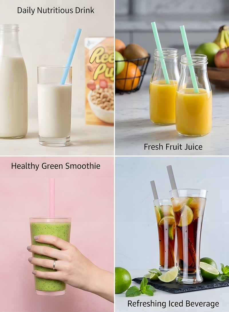 Beauenty Silicone Straws Reusable - Odorless, 12 Standard Drinking Straws, 4 Carry Pouch, 2 Cleaning Brushes, 8 1/2 Long - Image 5