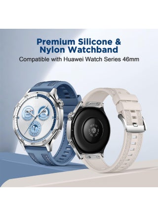 22mm Silicone Watch Strap Compatible with Huawei Watch GT6/GT6 Pro/GT5/GT5 Pro/4/3/GT Runner 46mm, Soft Watch Band for Huawei Watch 4/3 46mm, Quick Release Breathable Watchband for Galaxy Watch 3 45mm Straps, Black - view 2
