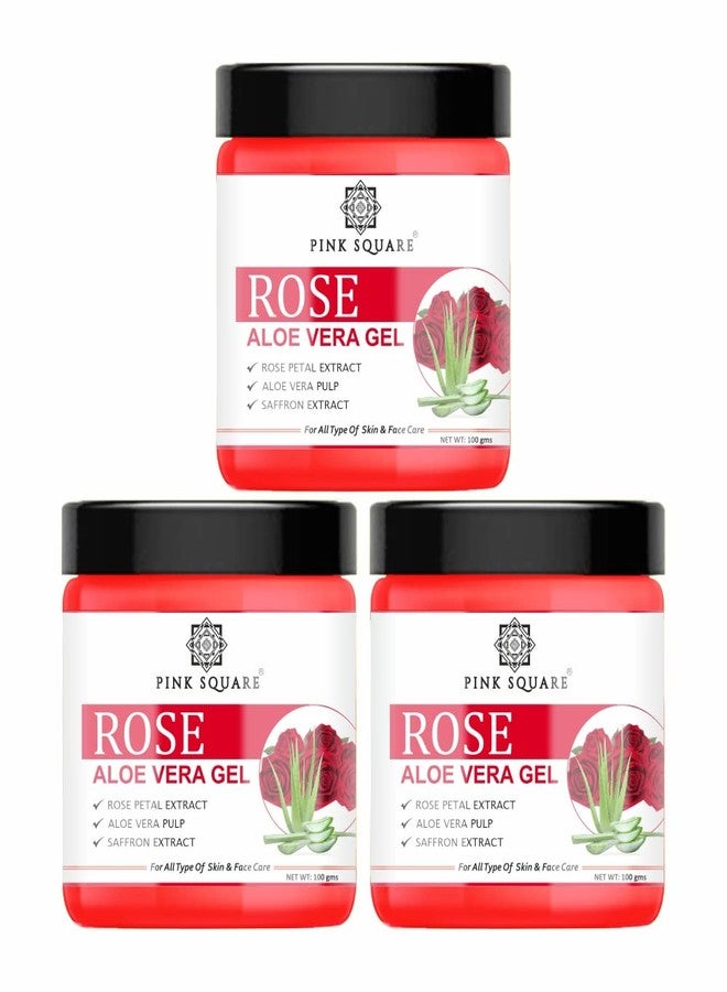 Pink Square Rose Aloe Vera Face Gel For Daily use of Skincare Reduce Dark Spots & Acne Free Skin Pack of 3 of 100 Grams(300 Grams) - Image 1