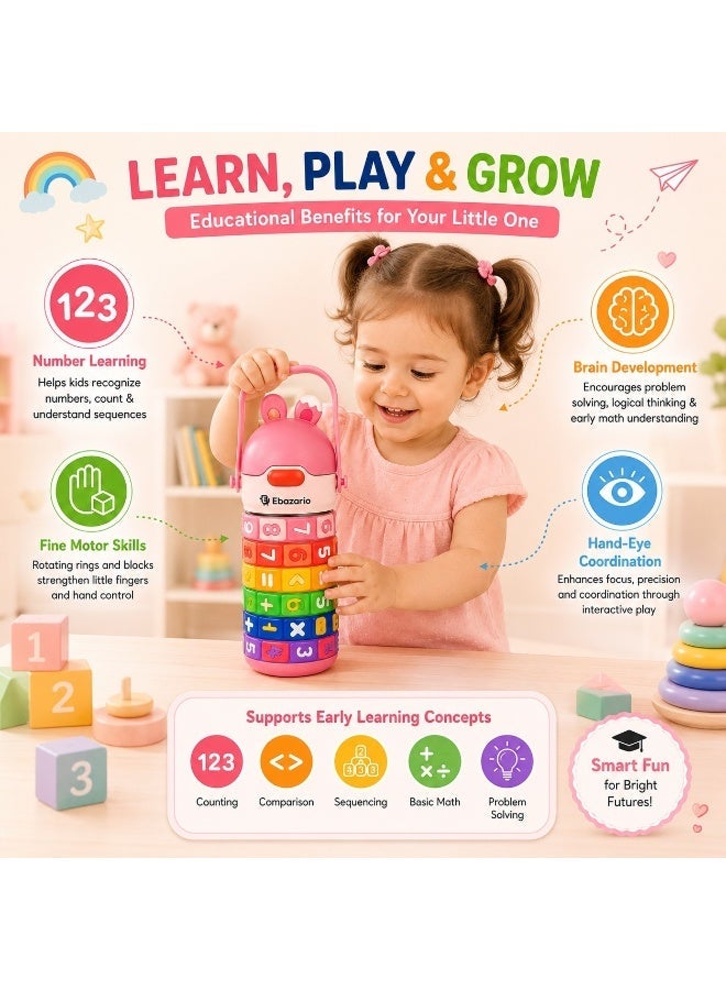 Ebazario Kids Montessori Water Bottle Counting Toy with Number Rings, Educational Learning Bottle for Toddlers, Colorful Math Stacking Toy, Preschool Brain Development Gift for Boys and Girls - Image 3