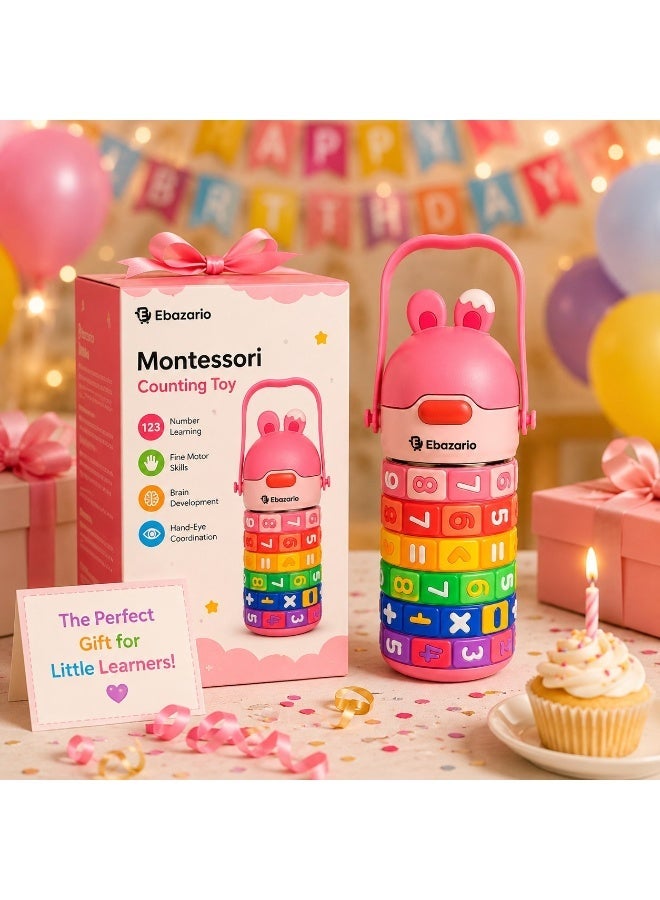 Ebazario Kids Montessori Water Bottle Counting Toy with Number Rings, Educational Learning Bottle for Toddlers, Colorful Math Stacking Toy, Preschool Brain Development Gift for Boys and Girls - Image 1