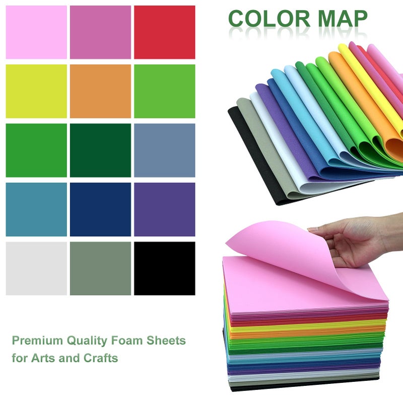 biguphate 60 Pack EVA Foam Sheets, 12 x 8 Inch, 1mm Thick, Assorted 15 Colors Crafting Sponge Foam Paper for Scrapbooking and DIY Craft Projects - Image 4