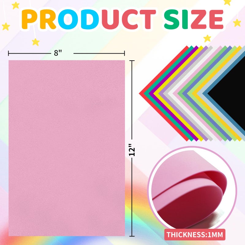biguphate 60 Pack EVA Foam Sheets, 12 x 8 Inch, 1mm Thick, Assorted 15 Colors Crafting Sponge Foam Paper for Scrapbooking and DIY Craft Projects - Image 2