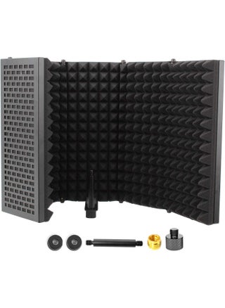 Microphone Isolation Shield, 5 Panel Acoustic Vocal Sound Dampening Noise Absorb Record Studio,1.6" Foam, Adjust Mic Depth, Removable Shock Mount, ⅝" Threaded, Podcast, Sing and Broadcast-1 set - pzsku/ZB31B2F3A774720768415Z/45/_/1669921746/c8c6d2b4-e9c2-4e0a-9c0f-bb913f0f4764
