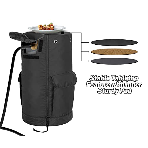 SAMDEW 30 lb Propane Tank Cover with Side Flip Flap & Stable Tabletop Feature, Outdoor Propane Tank Cover for 30 lb Propane Gas Cylinder, with 2 Storage Pockets, Water & Wear-Resistant, Bag Only - Image 5