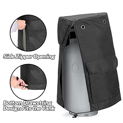 SAMDEW 30 lb Propane Tank Cover with Side Flip Flap & Stable Tabletop Feature, Outdoor Propane Tank Cover for 30 lb Propane Gas Cylinder, with 2 Storage Pockets, Water & Wear-Resistant, Bag Only - Image 2