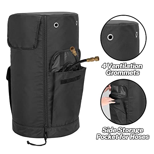 SAMDEW 30 lb Propane Tank Cover with Side Flip Flap & Stable Tabletop Feature, Outdoor Propane Tank Cover for 30 lb Propane Gas Cylinder, with 2 Storage Pockets, Water & Wear-Resistant, Bag Only - Image 3