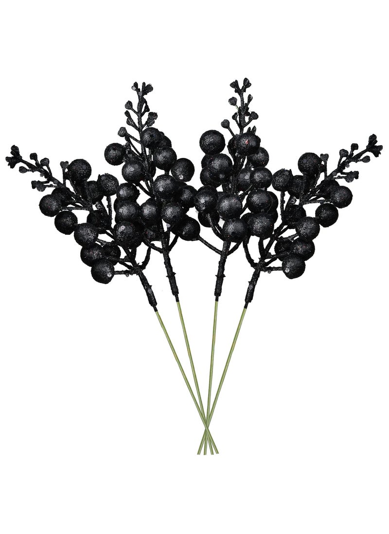 DearHouse DearHouse 14 Pack Christmas Glitter Berries Stems  7.8Inch Artificial Christmas Picks for Christmas Tree Ornaments  DIY Xmas Wreath  Crafts  Holiday and Home Decor (Black)  - Image 1